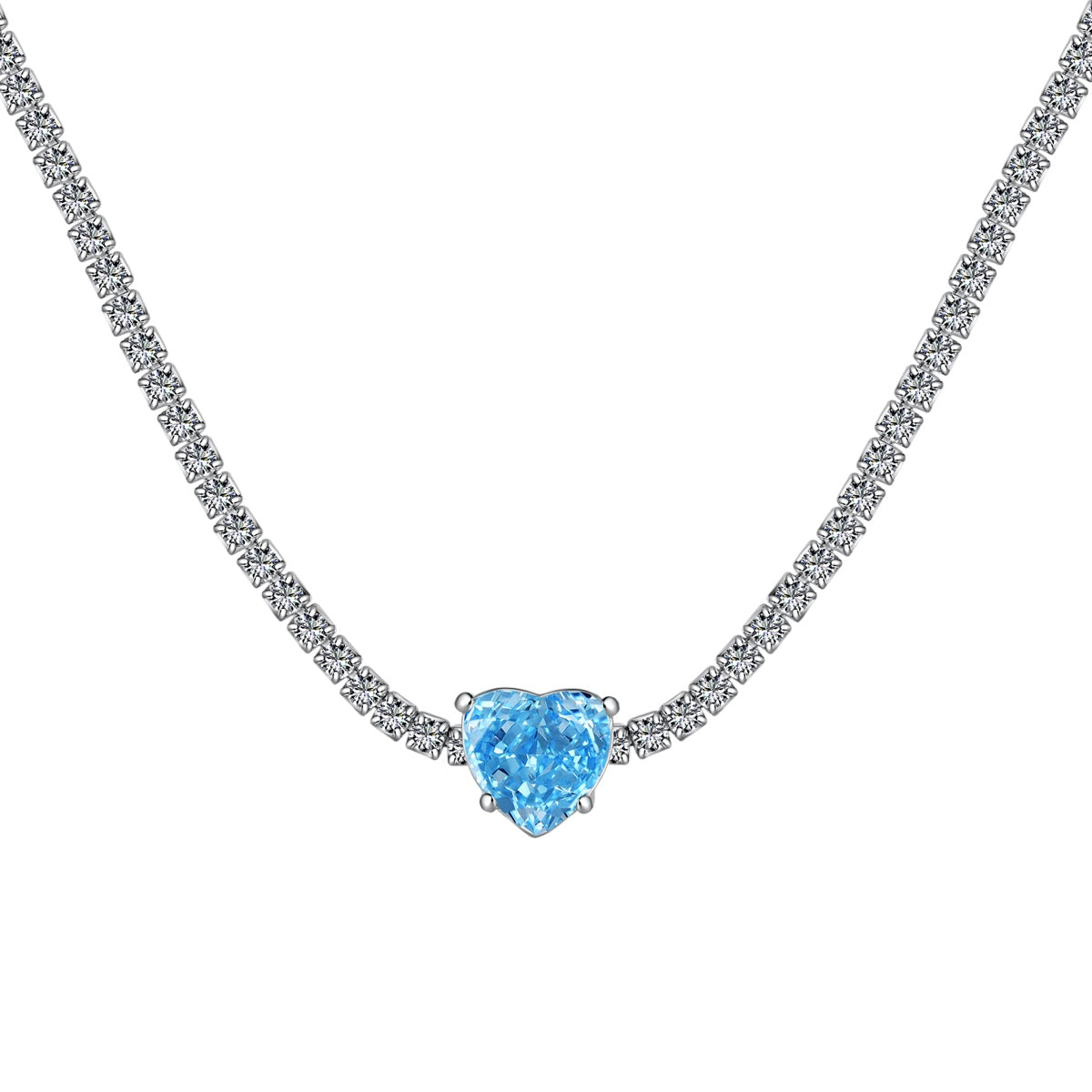 Pomuse 2.0 Carat Sparkling Tennis Heart Cut Necklace