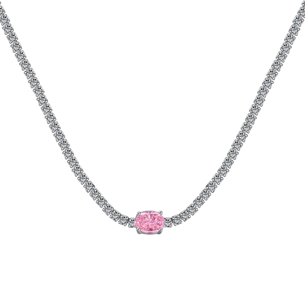 Pomuse 1.0 Carat Shining Oval Cut Necklace