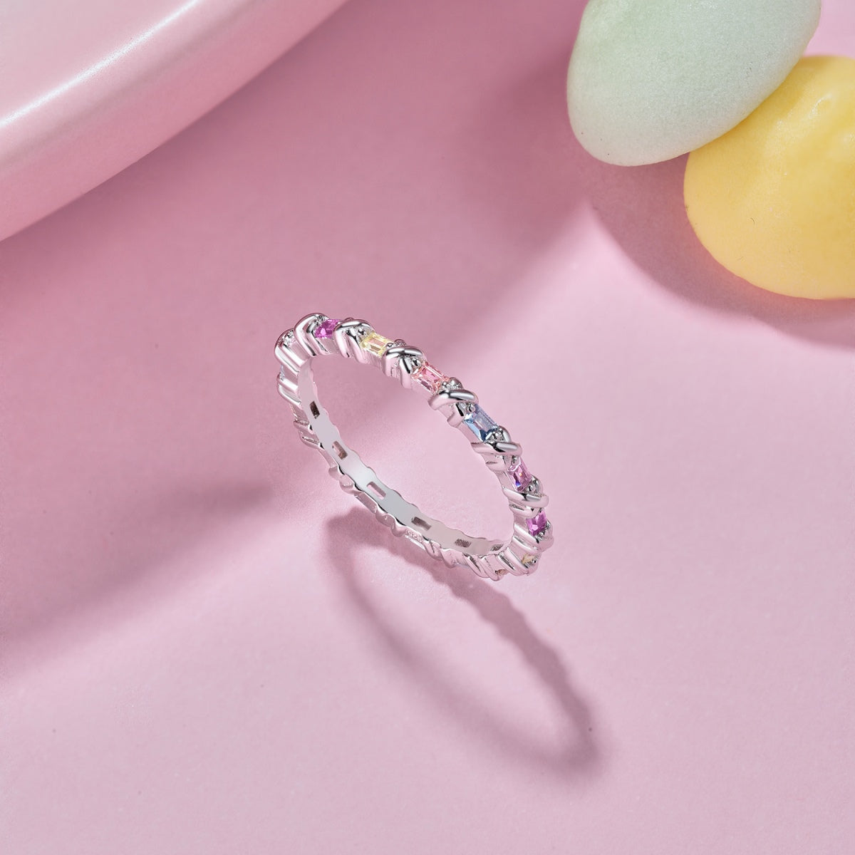 Pomuse Charming Colorful Round Cut Daily Ring