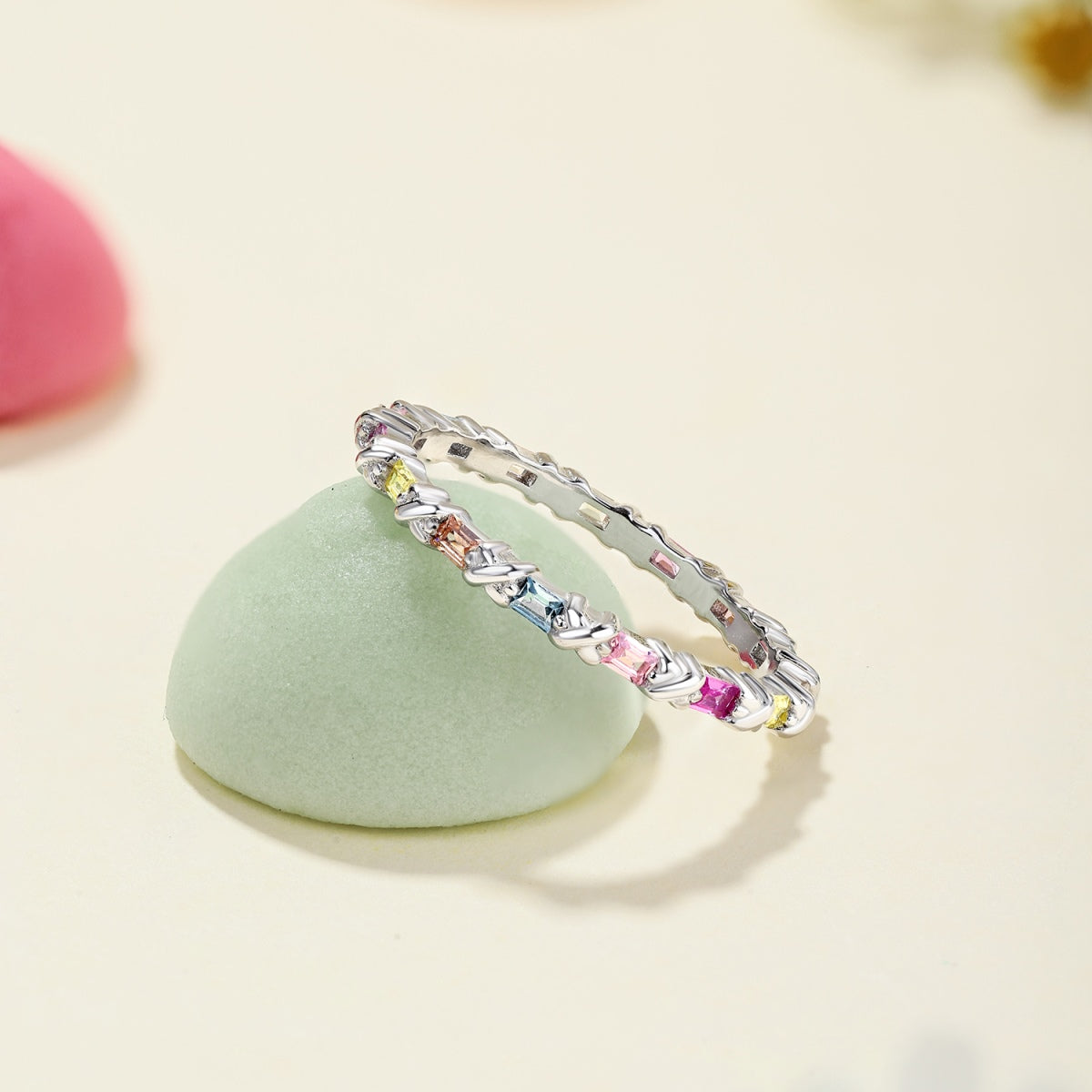 Pomuse Charming Colorful Round Cut Daily Ring