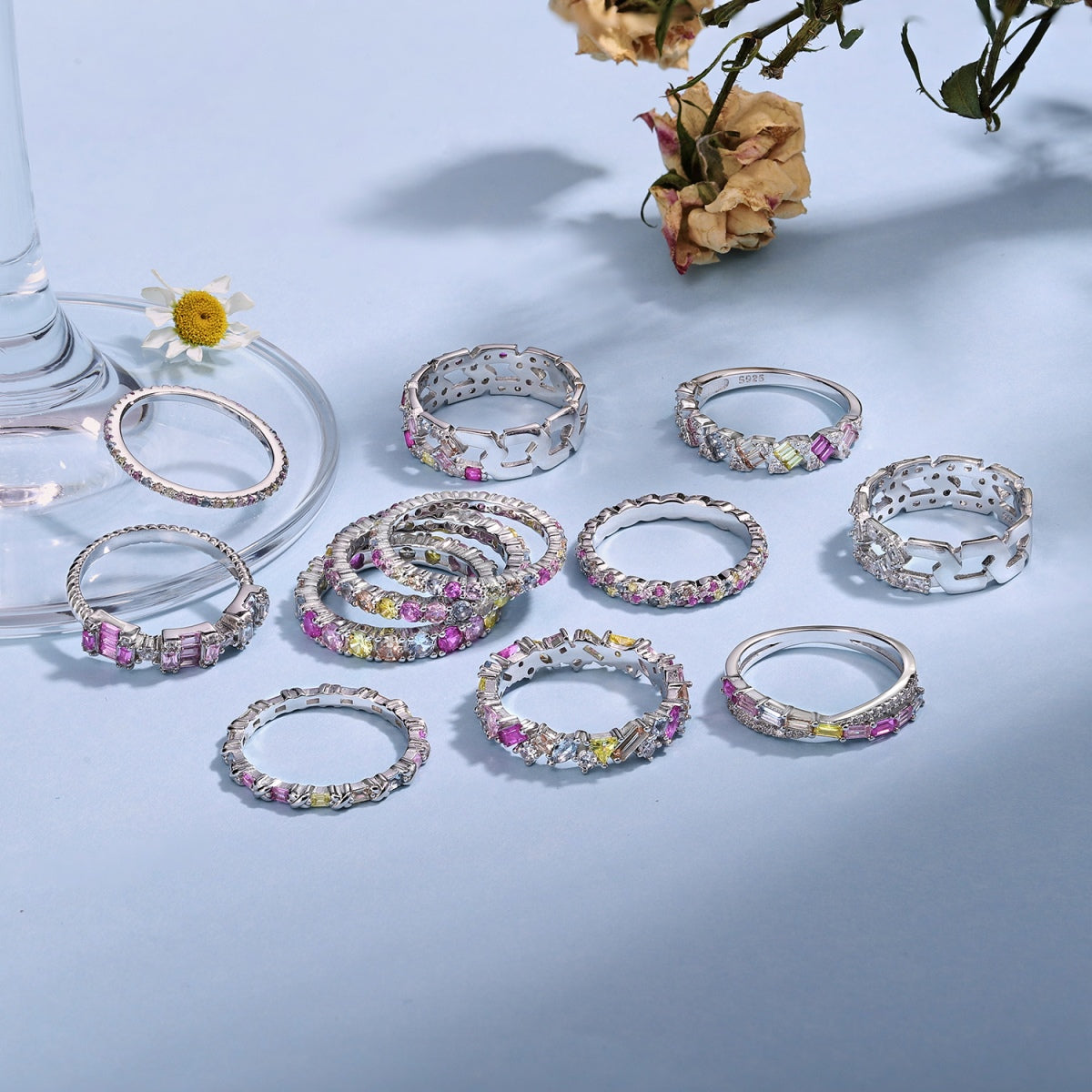 Pomuse Charming Colorful Round Cut Daily Ring