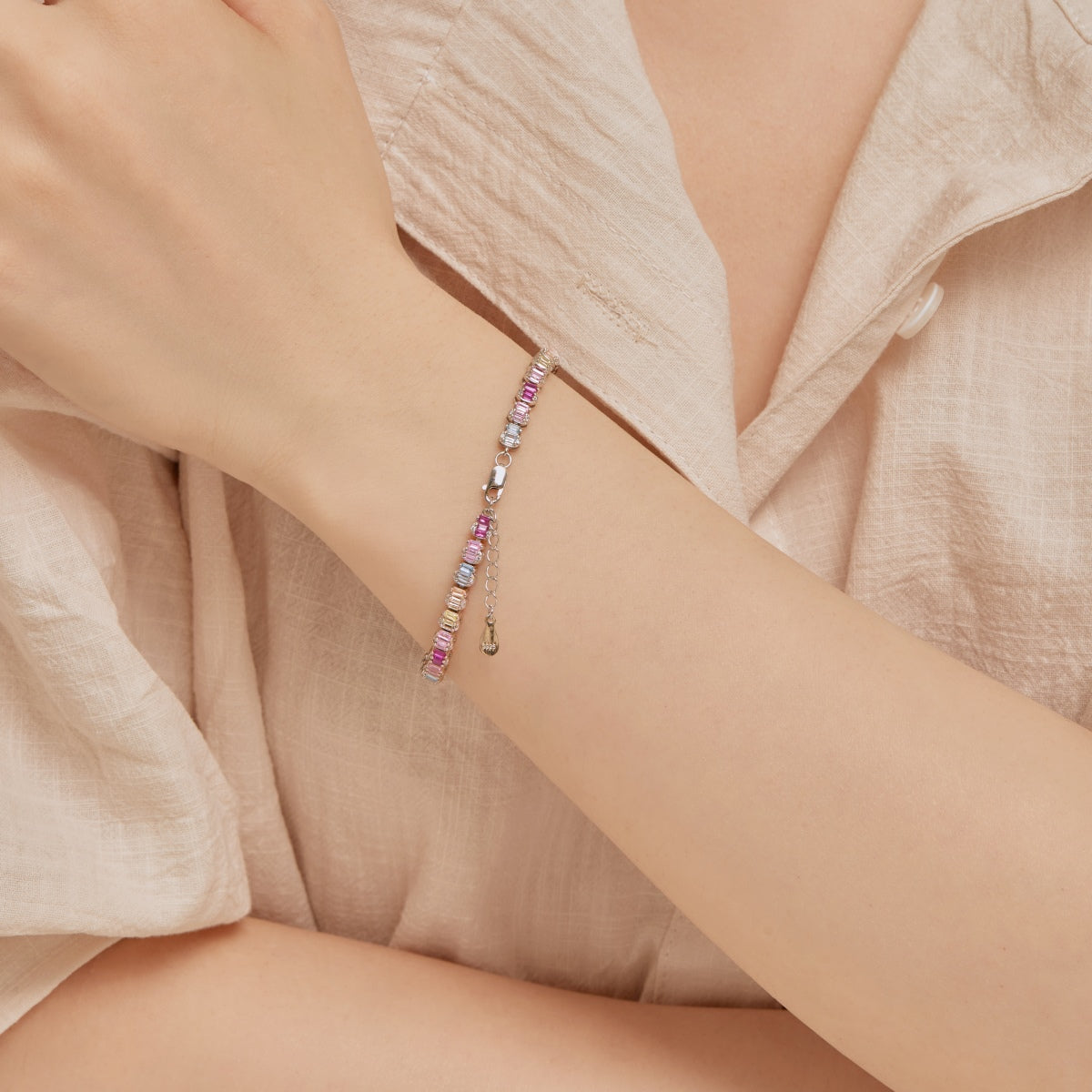 Pomuse Delicate Colorful Emerald Cut Party Bracelet