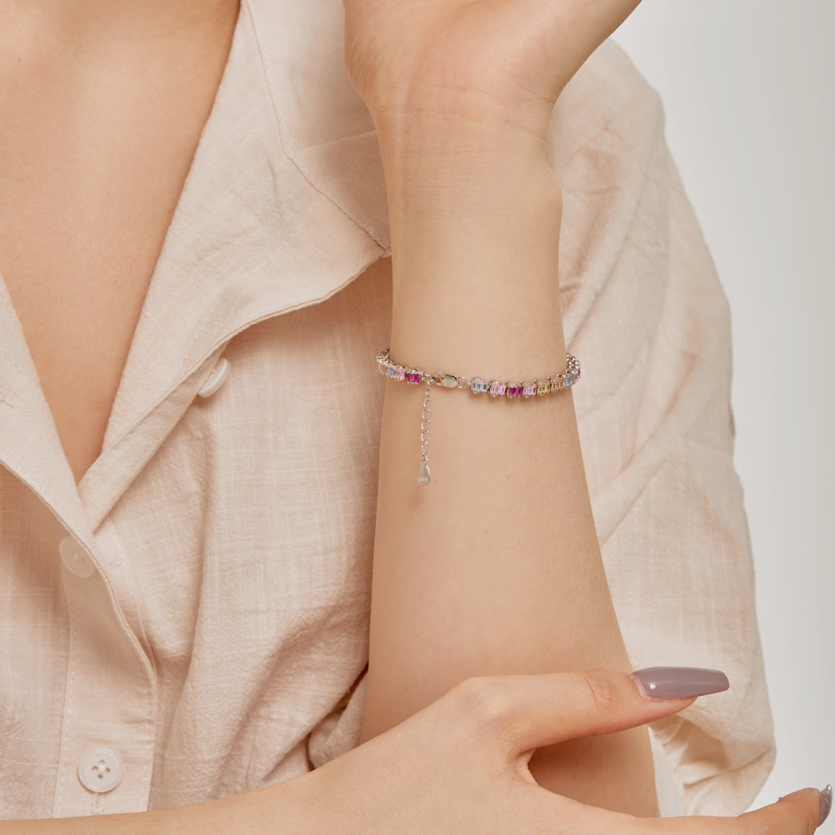 Pomuse Delicate Colorful Emerald Cut Party Bracelet