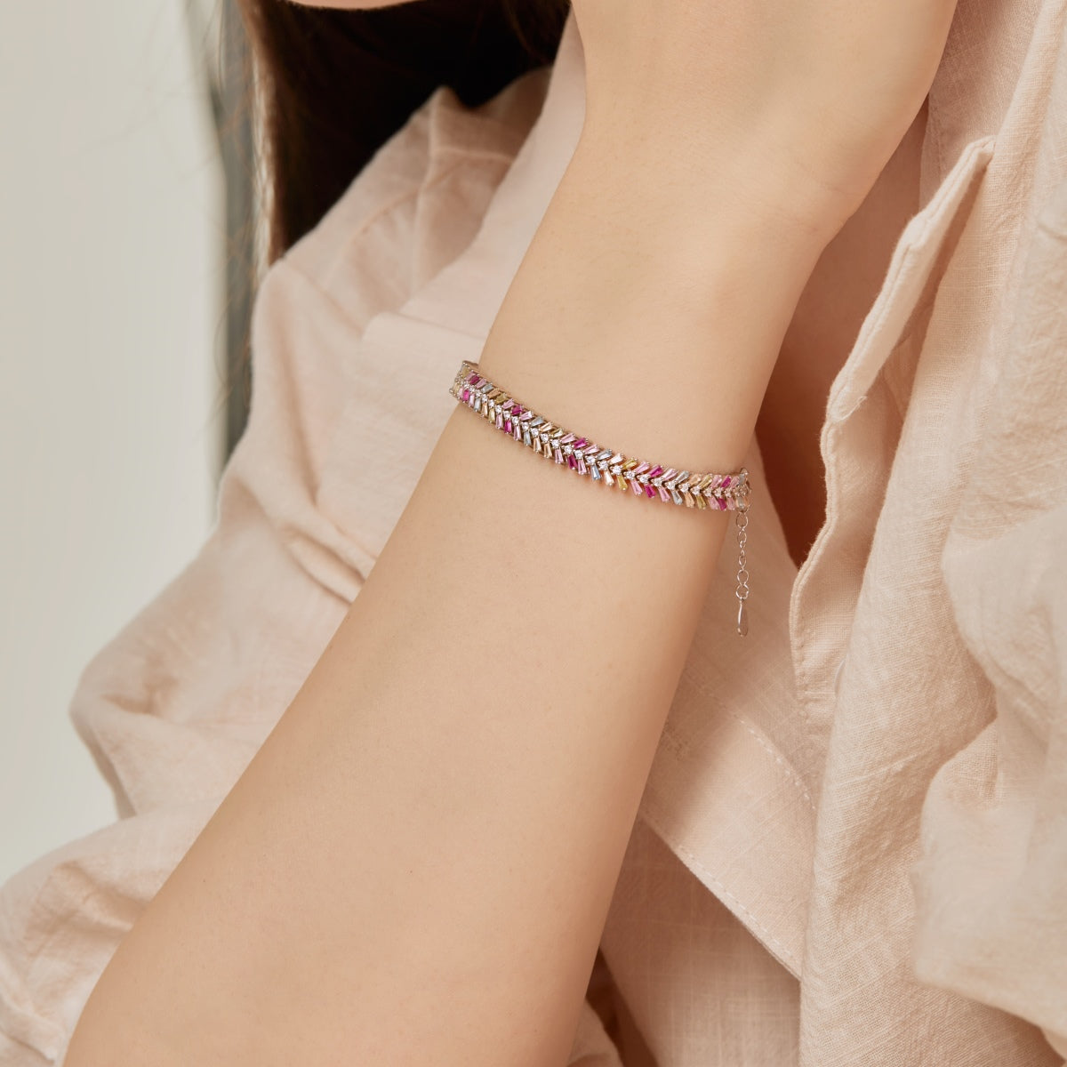 Pomuse Dainty Radiant Emerald Cut Daily Bracelet