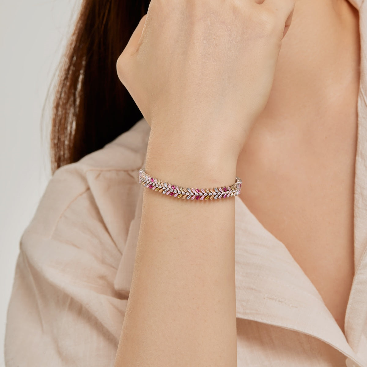 Pomuse Dainty Radiant Emerald Cut Daily Bracelet