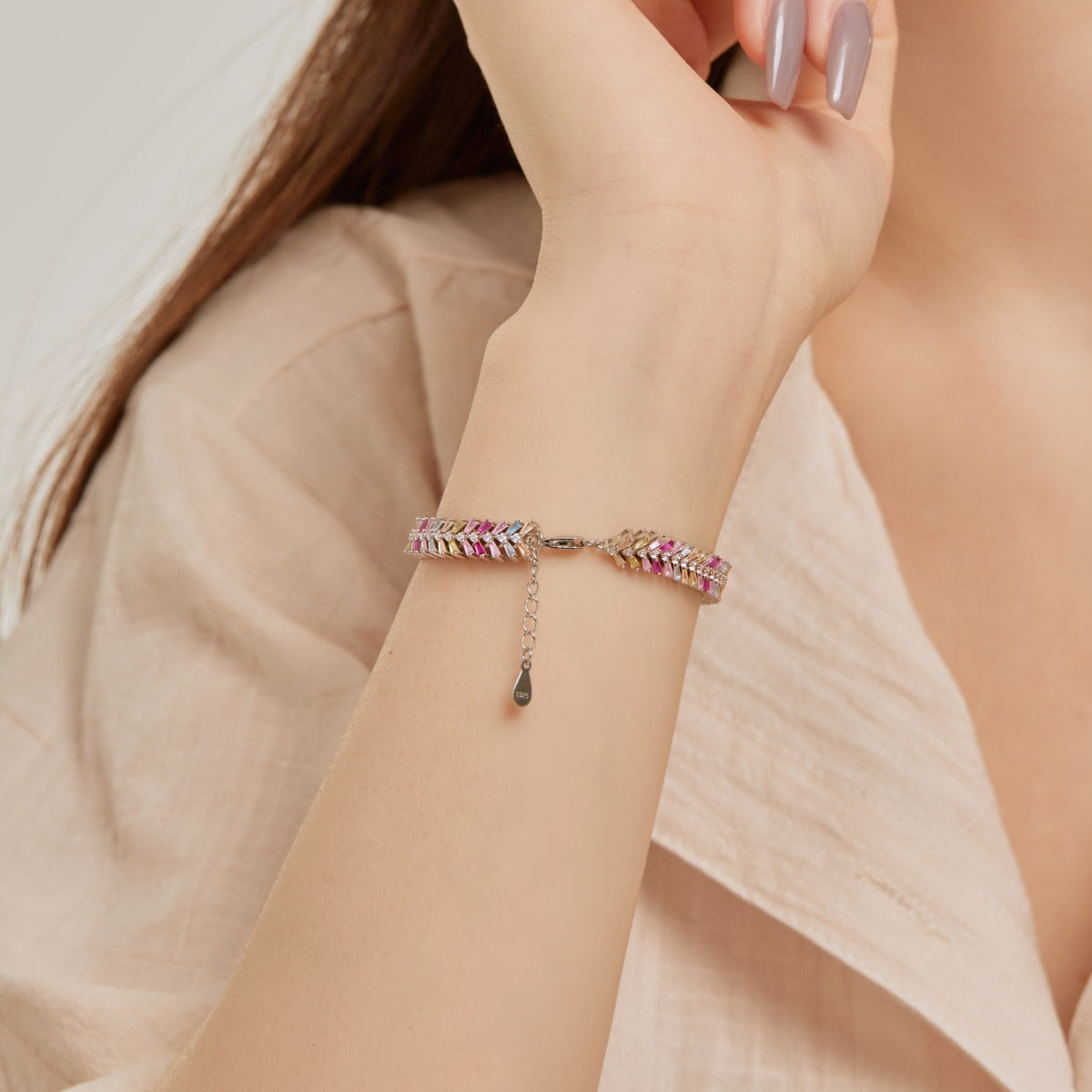 Pomuse Dainty Radiant Emerald Cut Daily Bracelet