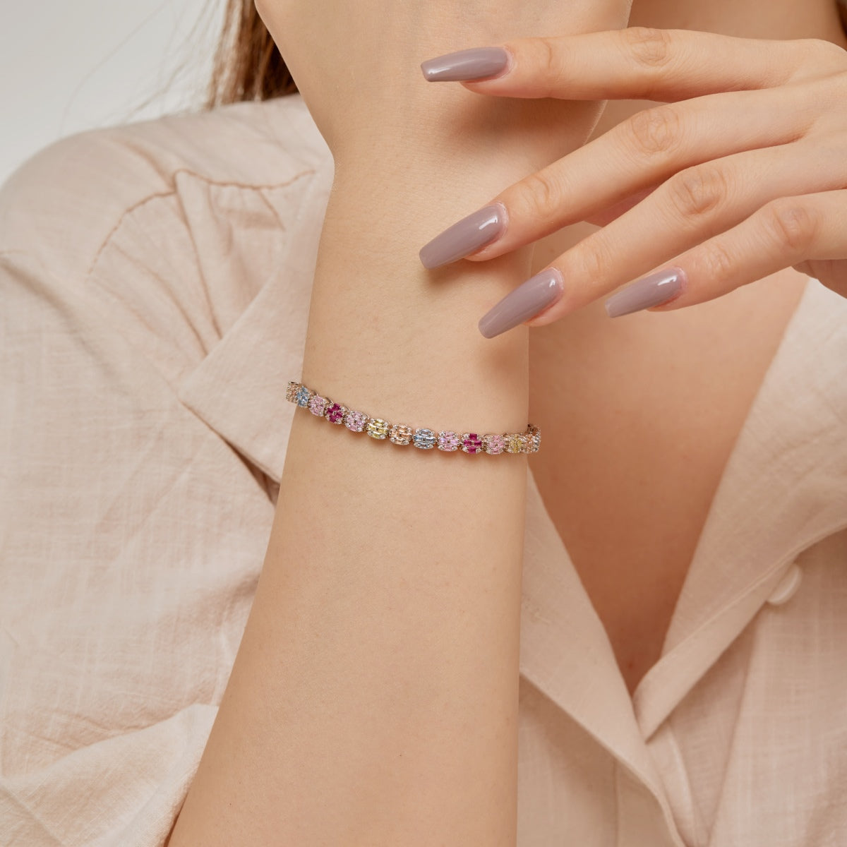 Pomuse Delicate Colorful Emerald Cut Daily Bracelet