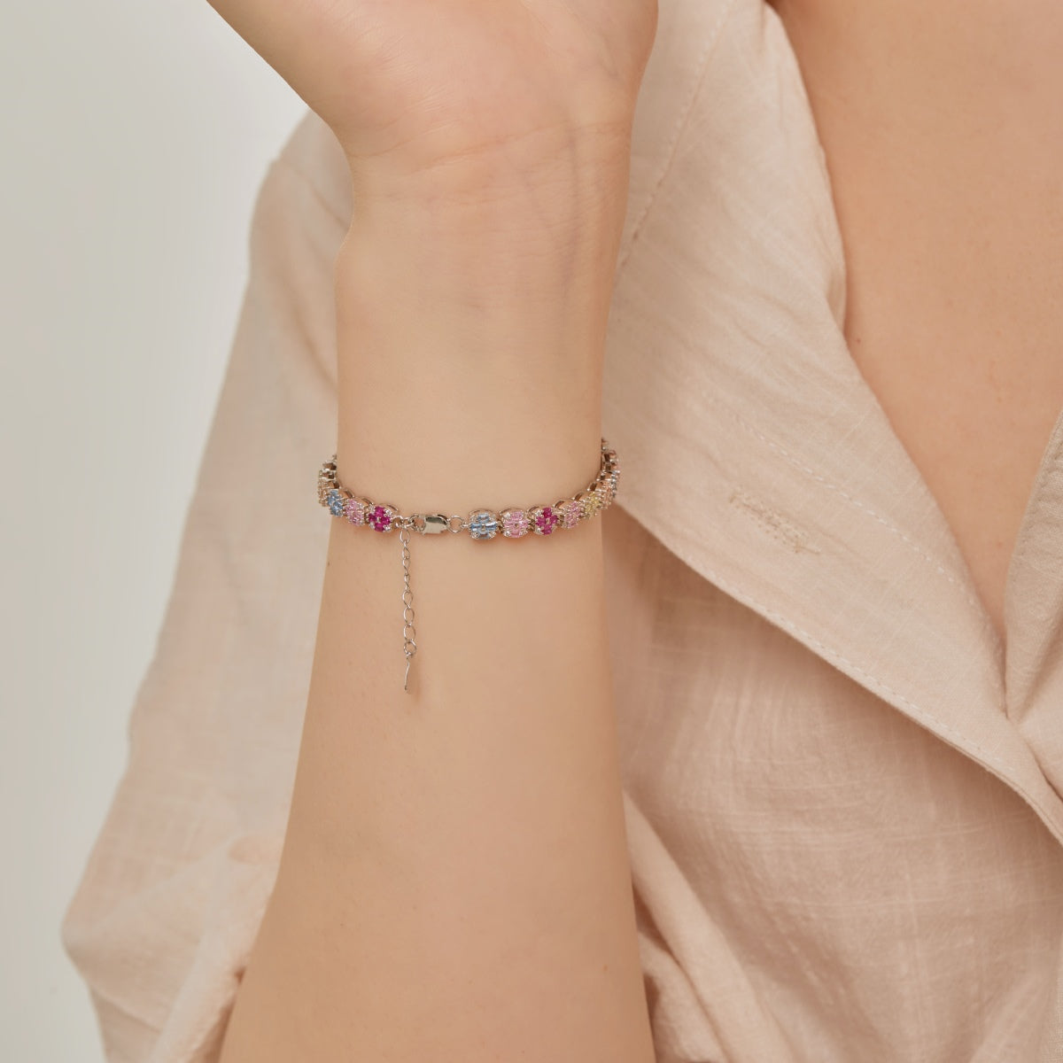 Pomuse Delicate Colorful Emerald Cut Daily Bracelet
