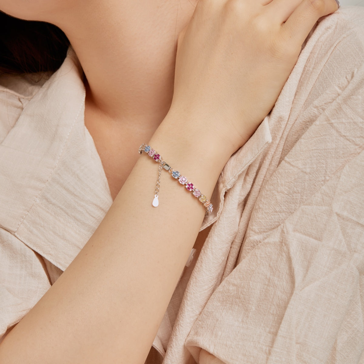 Pomuse Delicate Colorful Emerald Cut Daily Bracelet