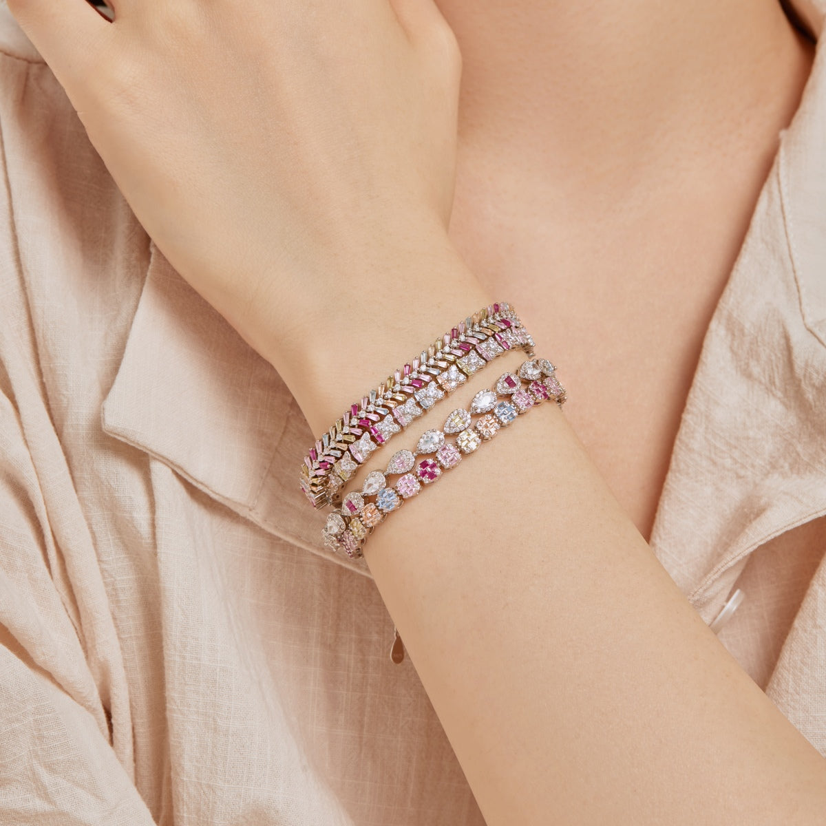 Pomuse 0.25 Carat Radiant Water Drop Shape Daily Bracelet