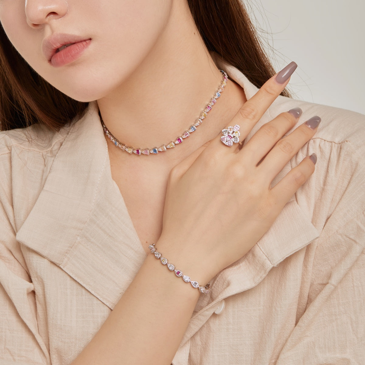 Pomuse 0.25 Carat Radiant Water Drop Shape Daily Bracelet