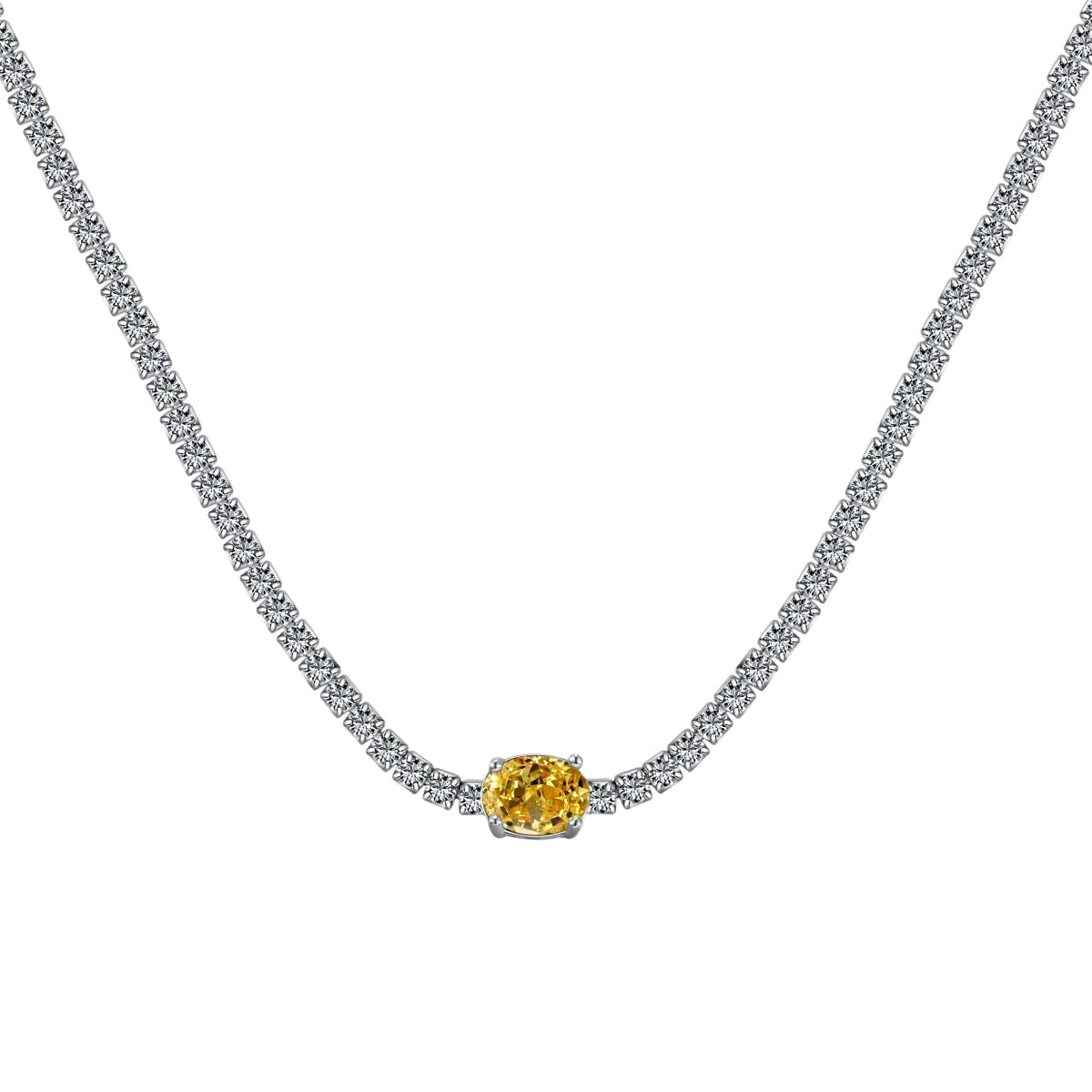 Pomuse 1.0 Carat Shining Oval Cut Necklace