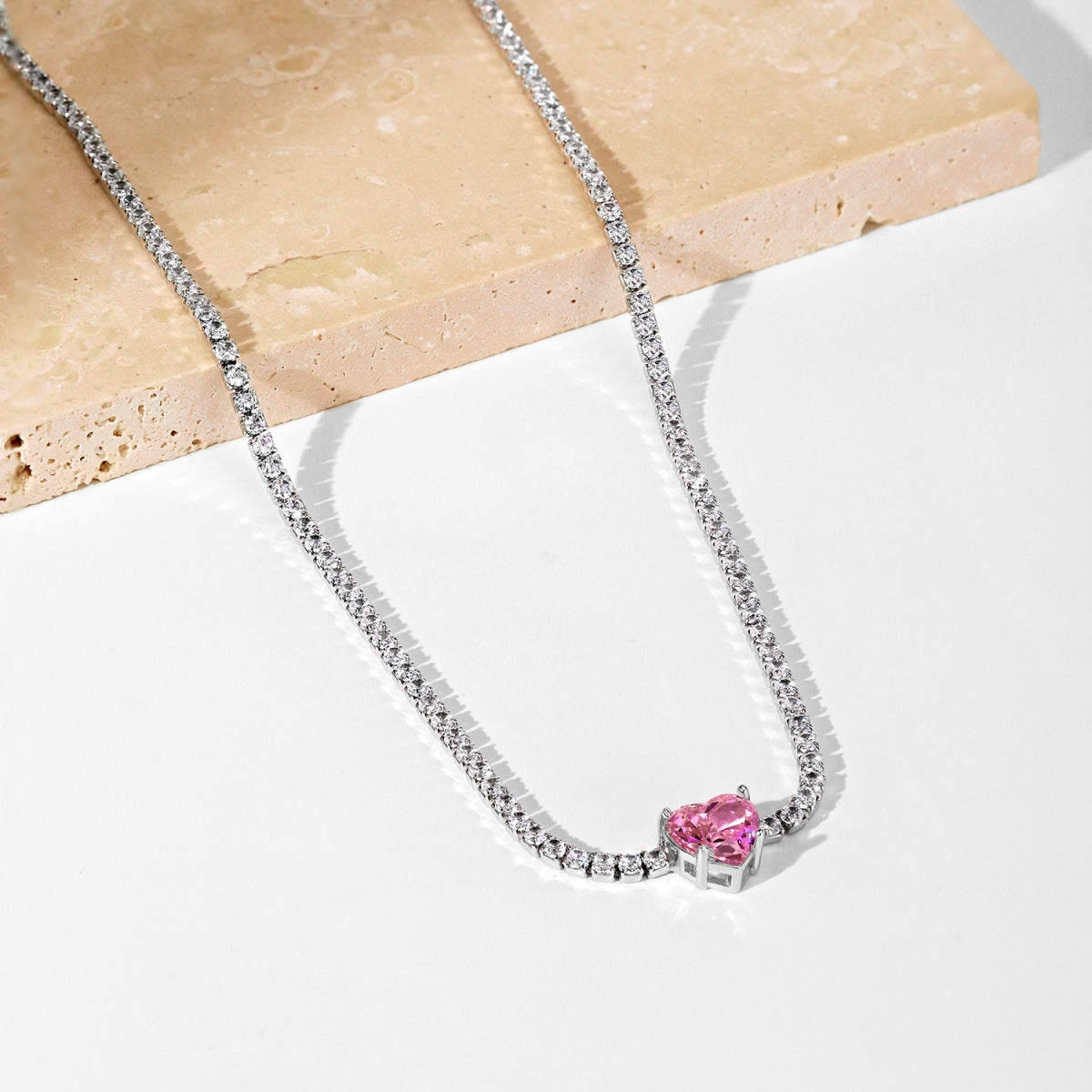 Pomuse 2.0 Carat Sparkling Tennis Heart Cut Necklace