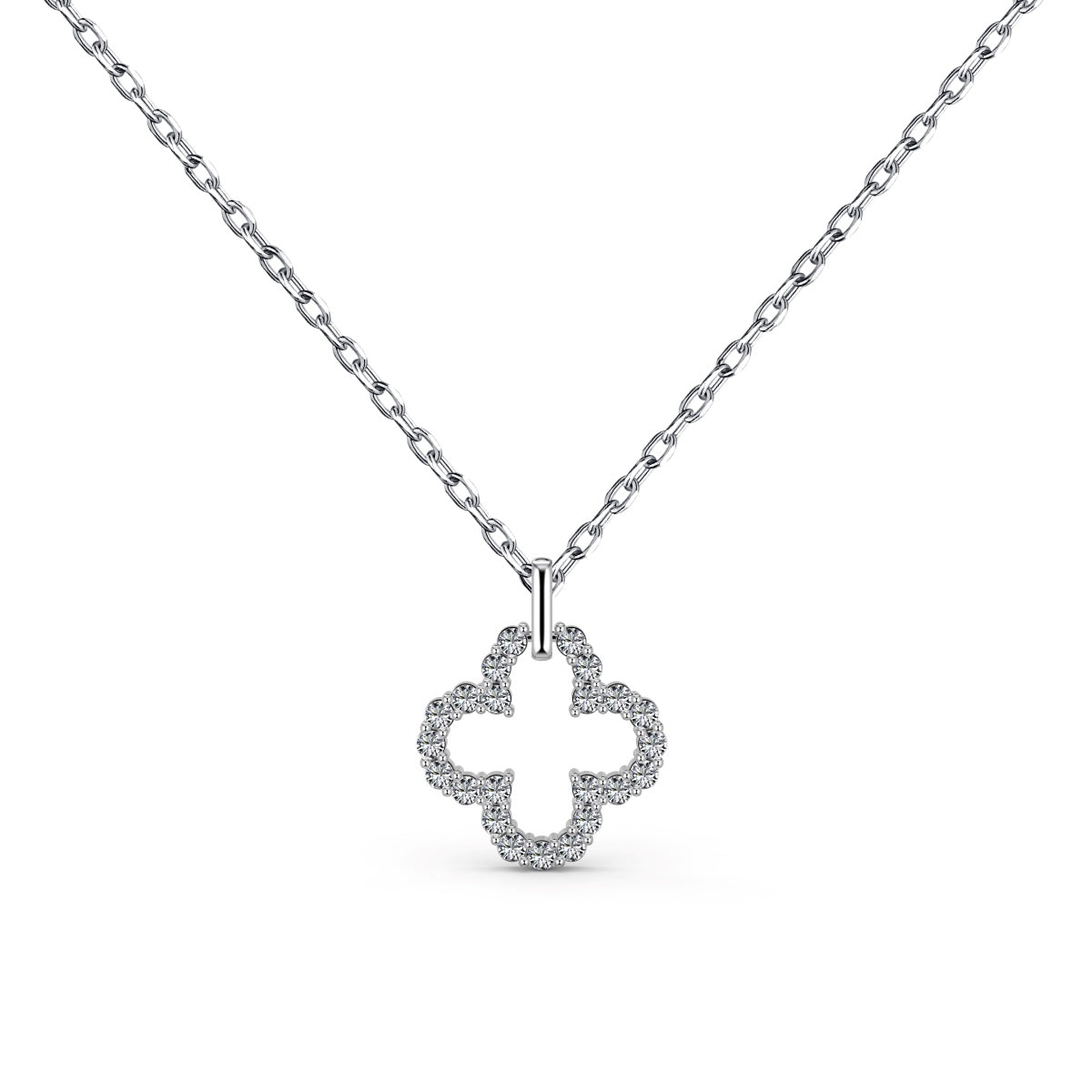 Pomuse Four-Leaf Clover Hollow Design Exquisite Necklace