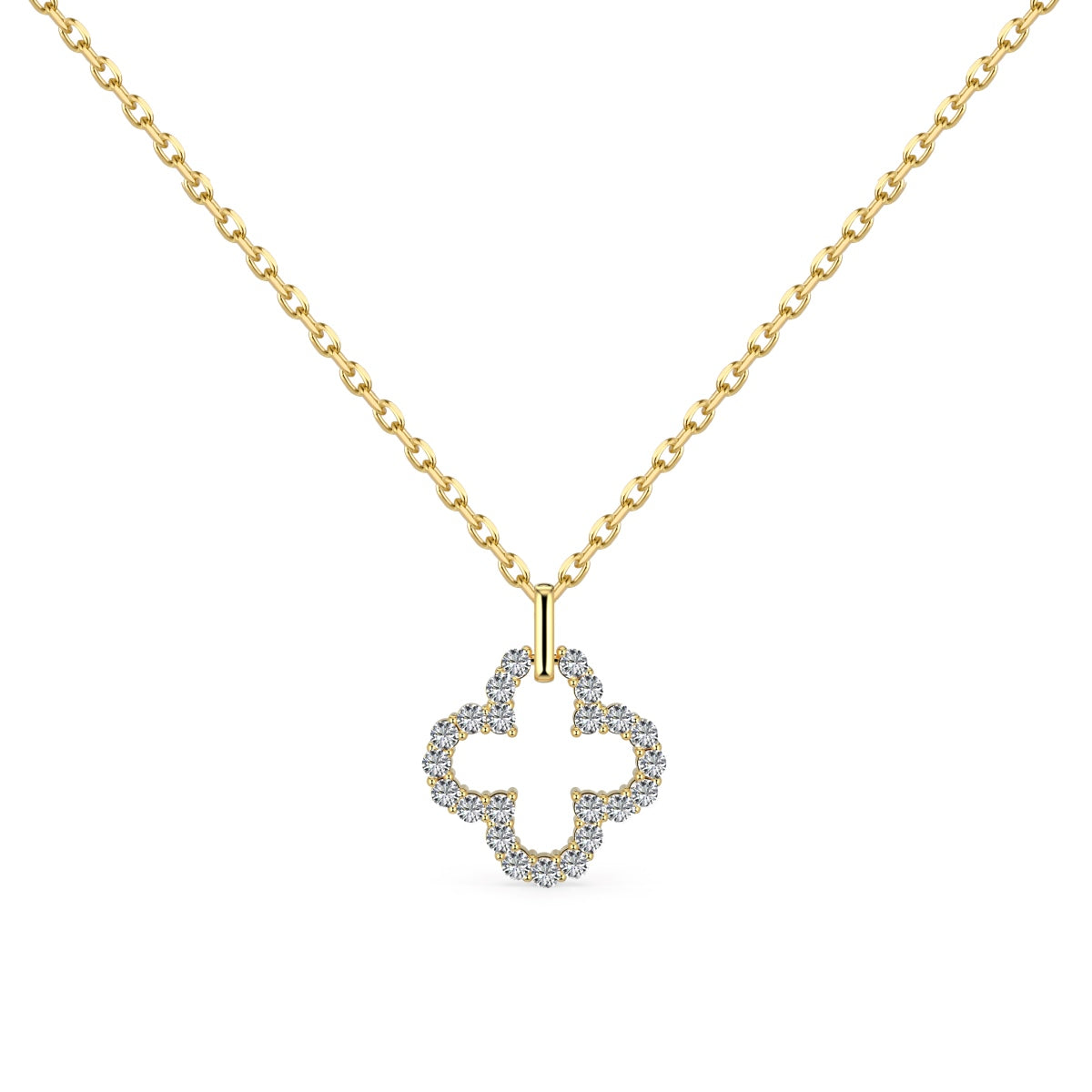 Pomuse Four-Leaf Clover Hollow Design Exquisite Necklace