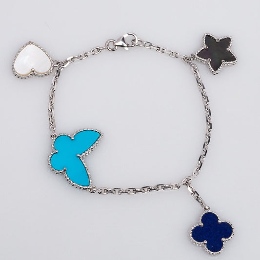 Pomuse Glücksbringer Frühling Silber Armband 4 Motive