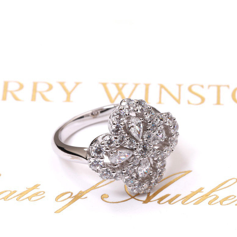 Pomuse LOOP RING VOLLMOTIV DIAMANT 16MM SILBER