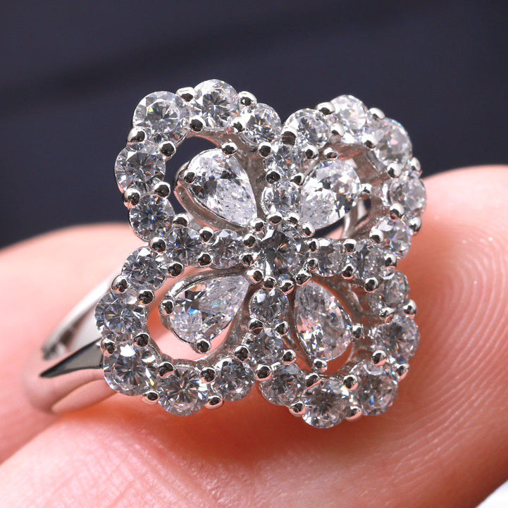 Pomuse LOOP RING VOLLMOTIV DIAMANT 16MM SILBER