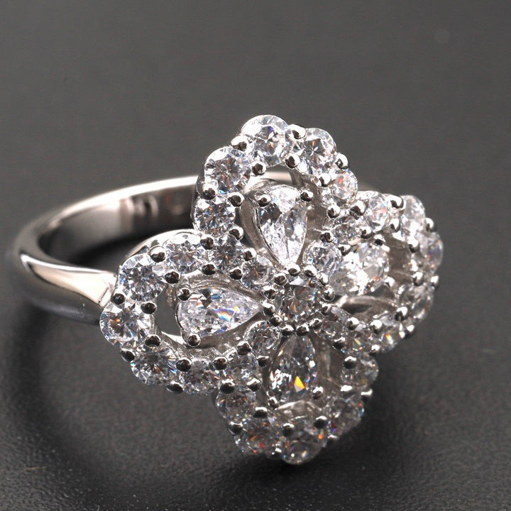 Pomuse LOOP RING VOLLMOTIV DIAMANT 16MM SILBER