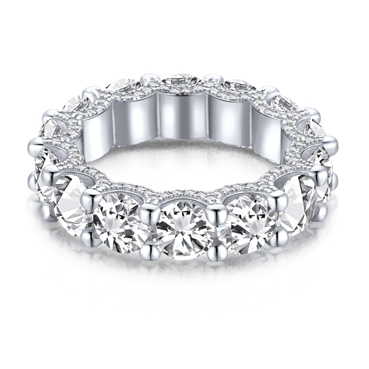 Pomuse Gorgeous Round Cut Tennis Ring