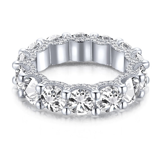 Pomuse Gorgeous Round Cut Tennis Ring
