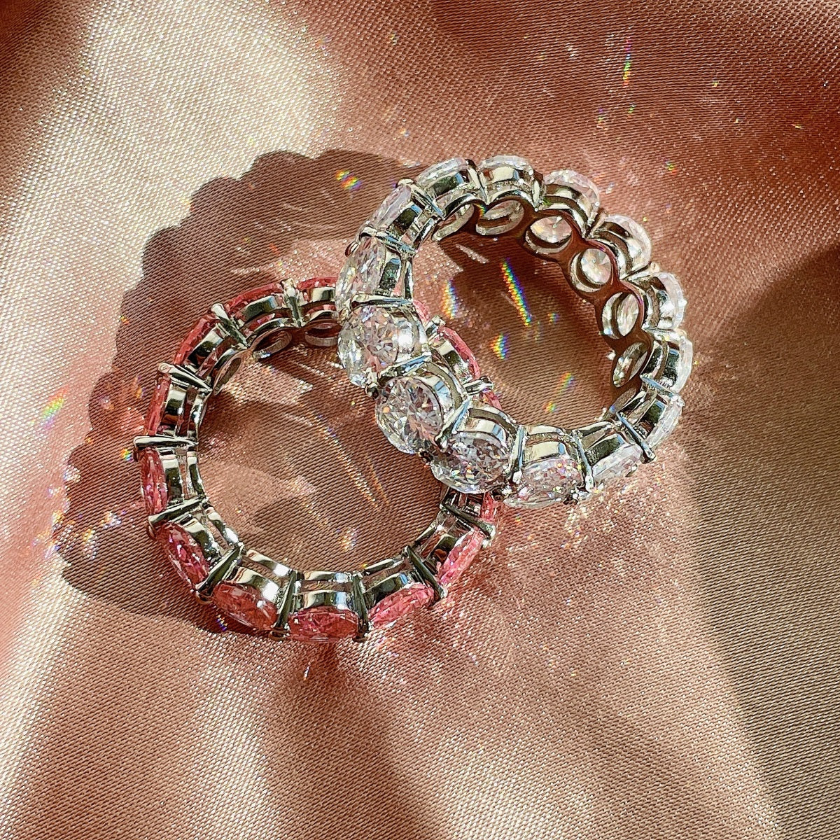 Pomuse Dainty Elongated Cushion Cut Tennis Ring