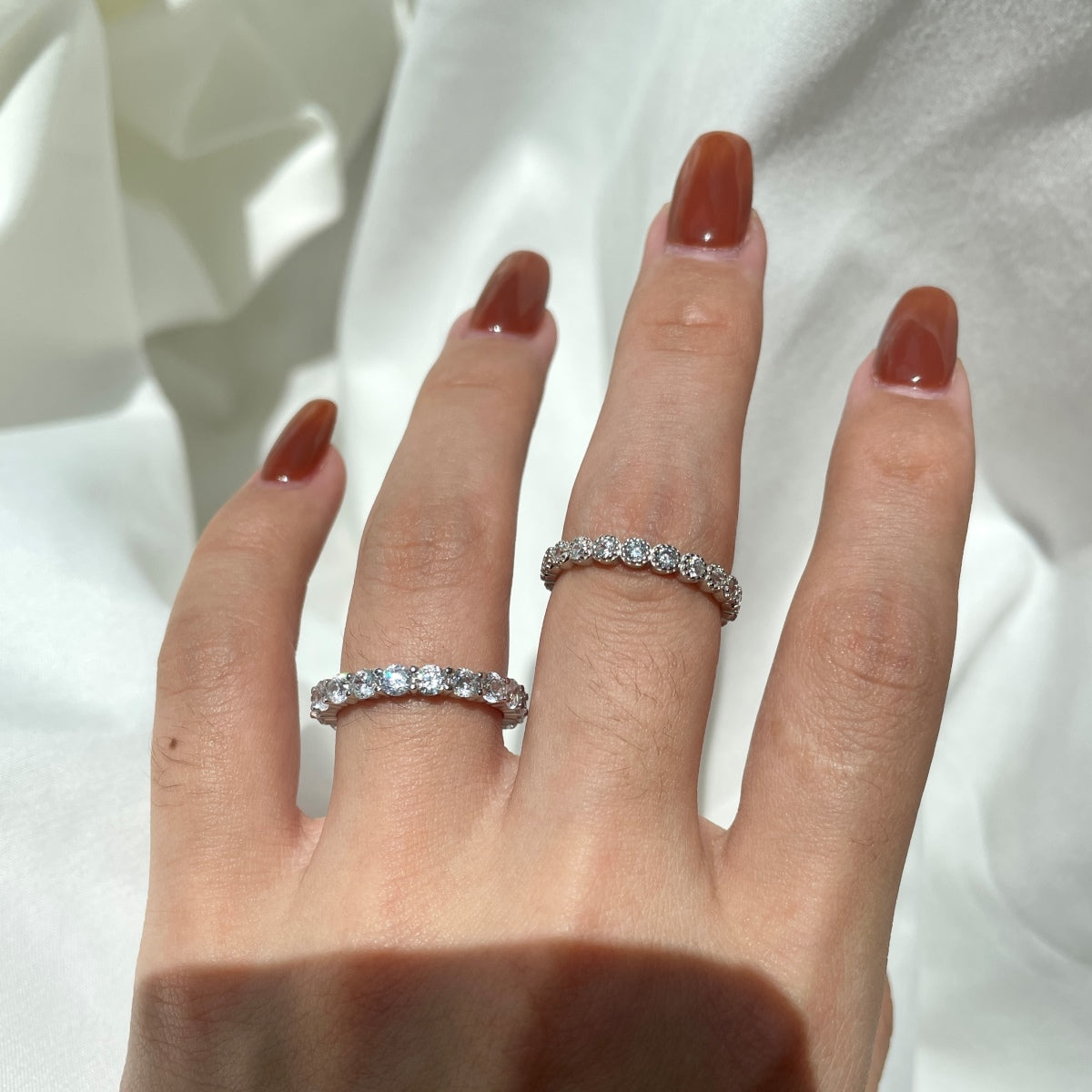 Pomuse Sparkling Round Cut Tennis Ring