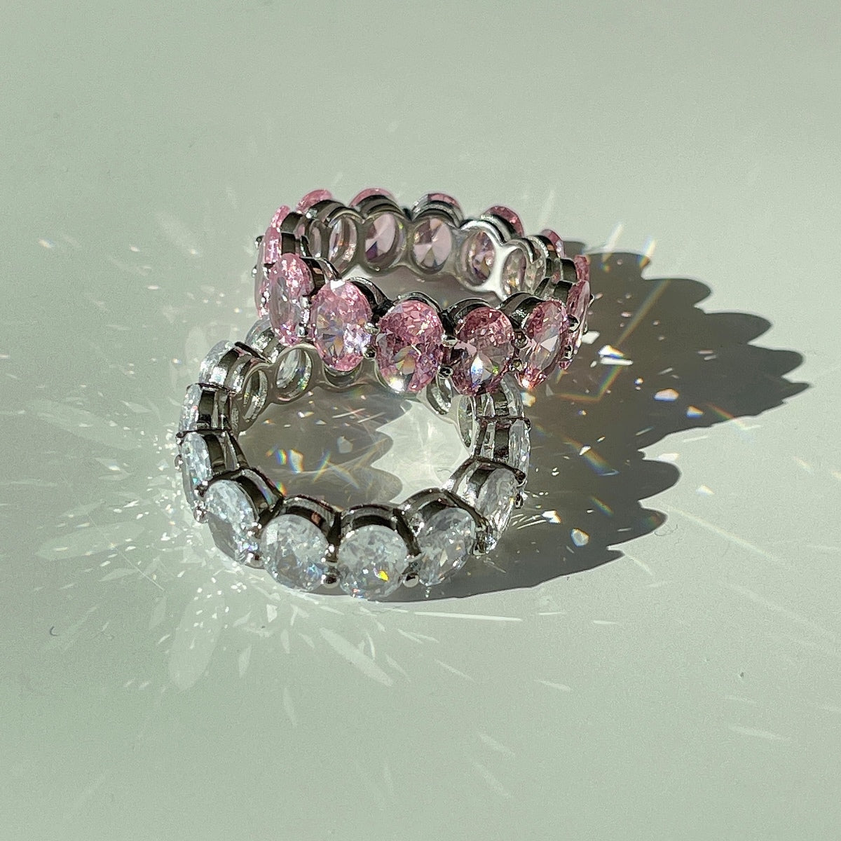 Pomuse Dainty Elongated Cushion Cut Tennis Ring