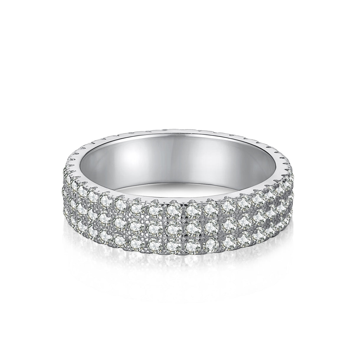 Pomuse Dainty Round Cut Tennis Ring