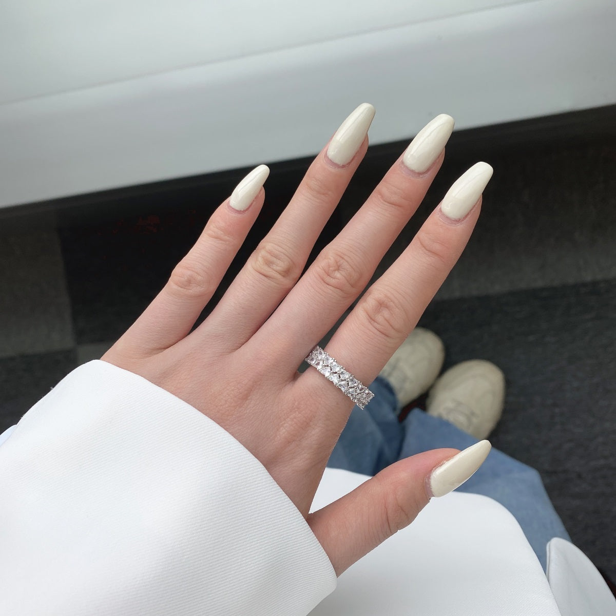 Pomuse Sparkling Full Heart Ring
