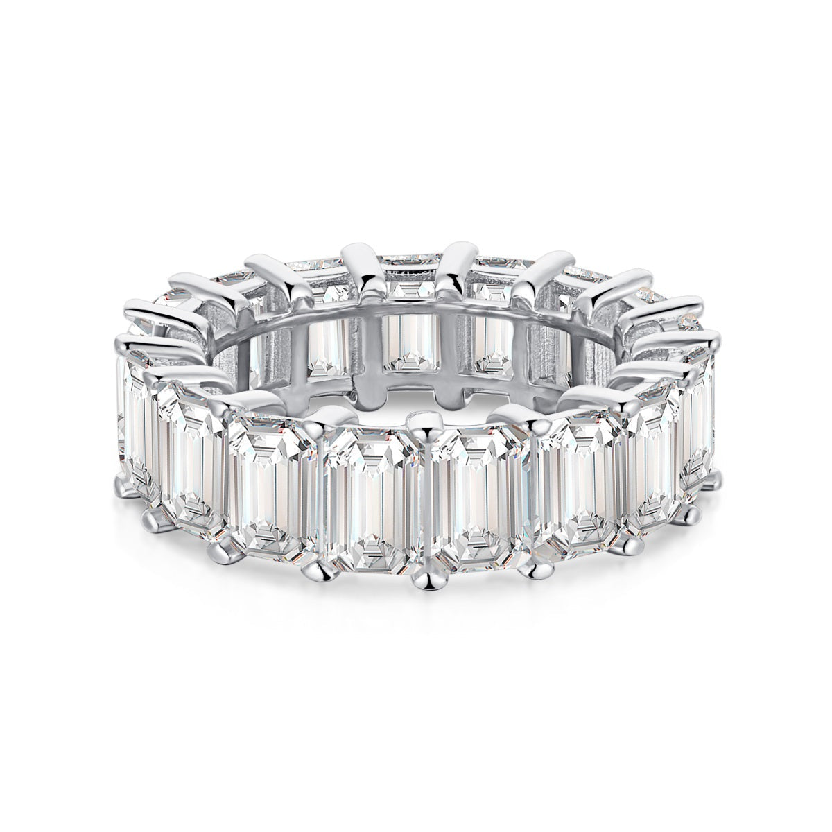 Pomuse 0.75 Carat Elegant Emerald Cut Tennis Ring