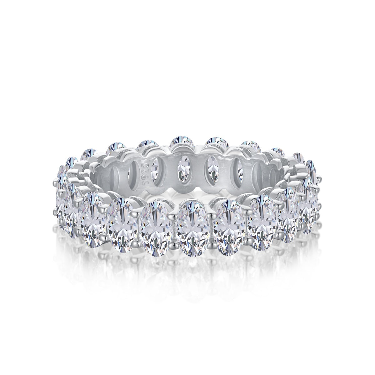 Pomuse Ornate Oval Cut Tennis Ring