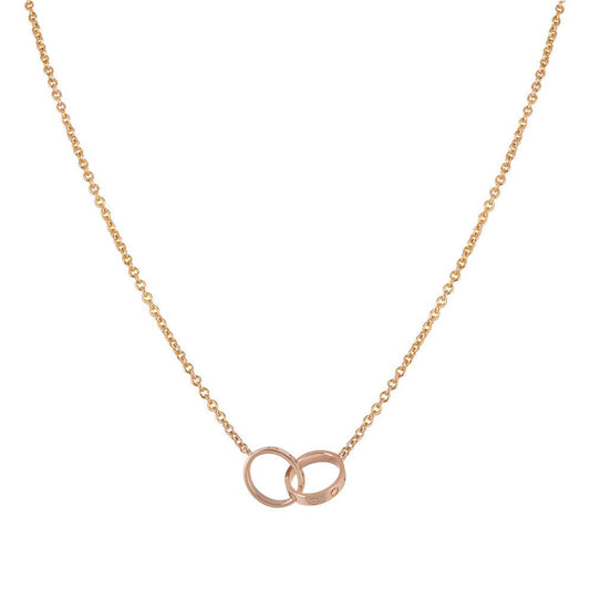 Pomuse LOVE Halskette Doppelring Roségold