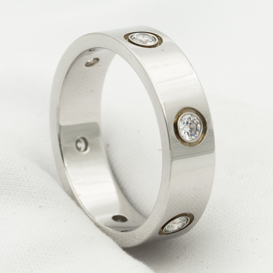 Pomuse Liebesring 5,5 mm 6 Diamanten Silber