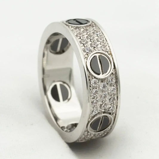 Pomuse Liebesring, 5,5 mm, mit Diamanten besetzt, Keramik