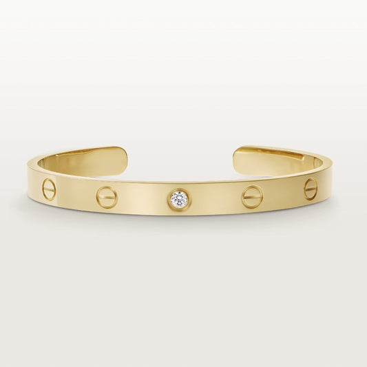 Pomuse Liebesarmband, 6,1 mm, 1 Diamant, offene Manschette
