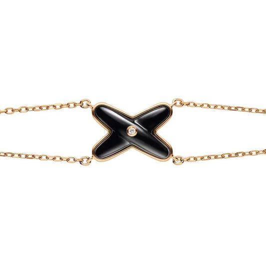 Pomuse JEUX ARMBAND ONYX ROTGOLD 1 DIAMANT