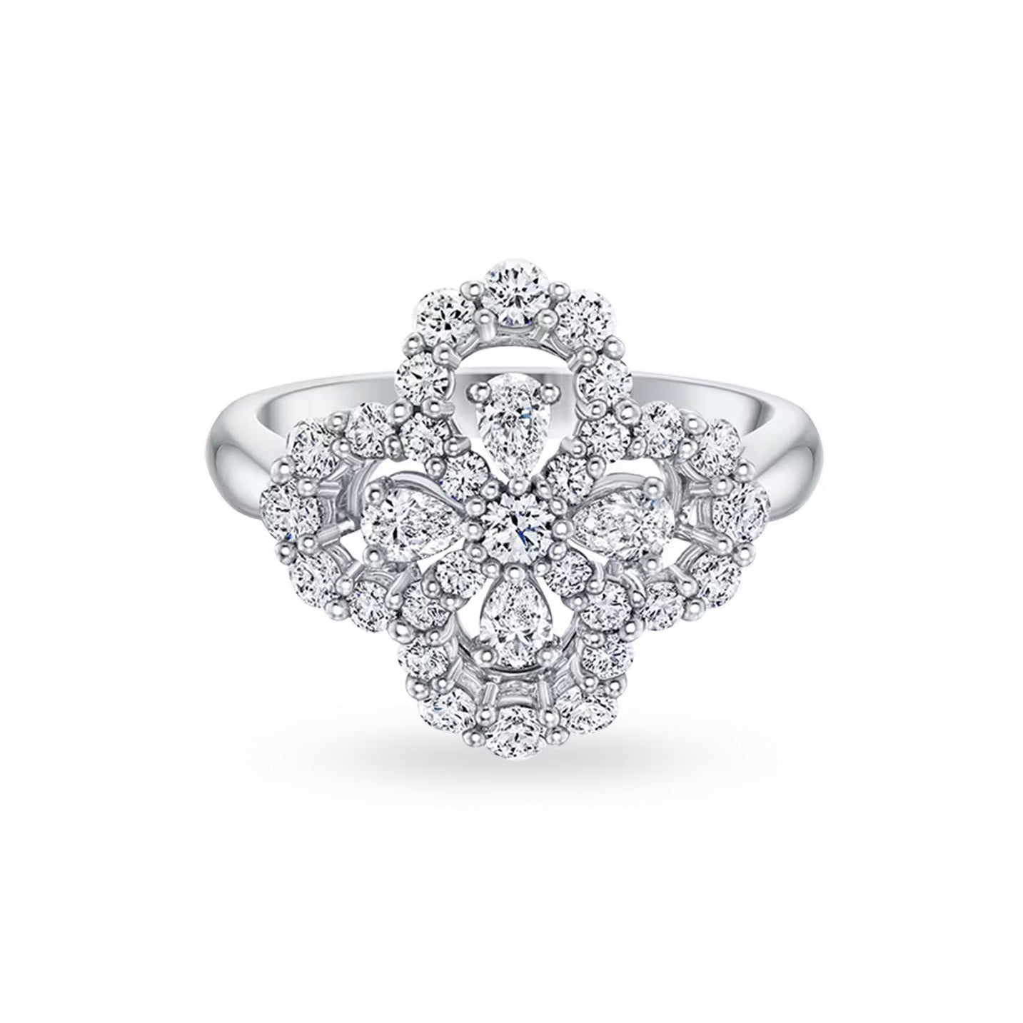 Pomuse LOOP RING VOLLMOTIV DIAMANT 16MM SILBER
