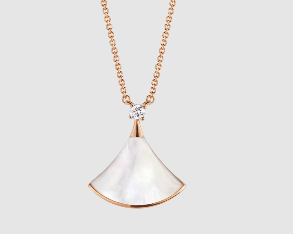 Pomuse DREAM NECKLACE WHITE MOP PINK GOLD 1 DIAMOND