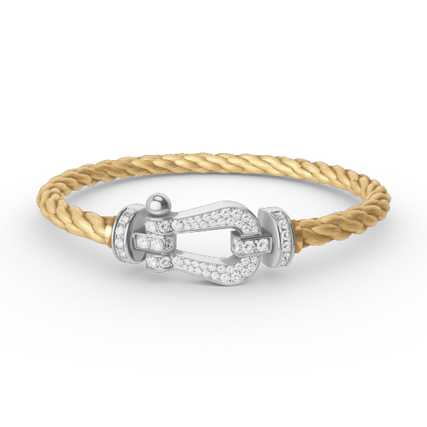 Pomuse FORCE GROSSES HUFEISENARMBAND MIT VOLLMUNDDIAMANTEN, SILBER
