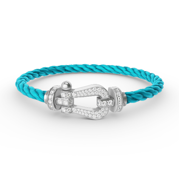 Pomuse FORCE GROSSES HUFEISENARMBAND MIT VOLLMUNDDIAMANTEN, SILBER