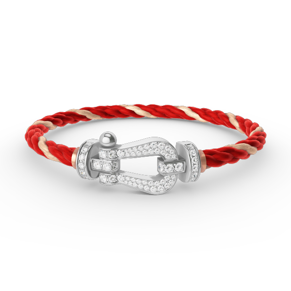 Pomuse FORCE GROSSES HUFEISENARMBAND MIT VOLLMUNDDIAMANTEN, SILBER
