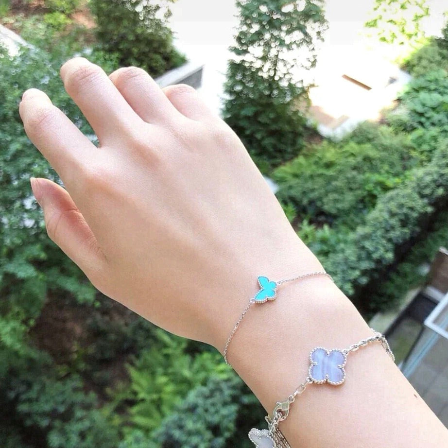 Pomuse BUTTERFLY TURQUOISE BUTTERFLY BRACELET SILVER