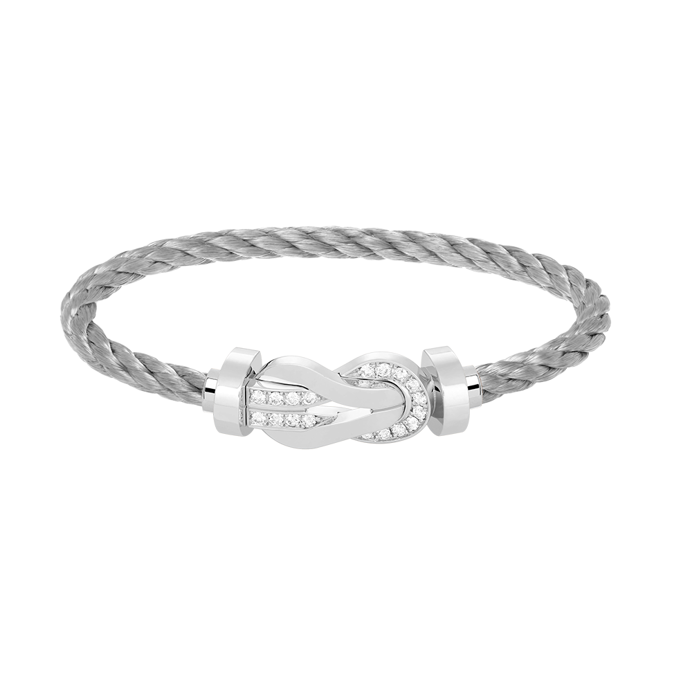 Pomuse CHANCE LARGE 8 FIGURE BUCKLE HALF DIAMOND BRACELET SILVER