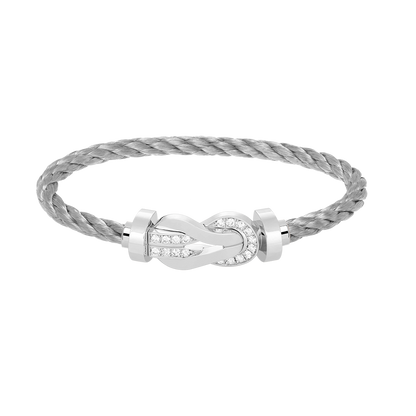 Pomuse CHANCE LARGE 8 FIGURE BUCKLE HALF DIAMOND BRACELET SILVER