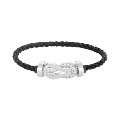 Pomuse CHANCE LARGE 8 FIGURE BUCKLE HALF DIAMOND BRACELET SILVER