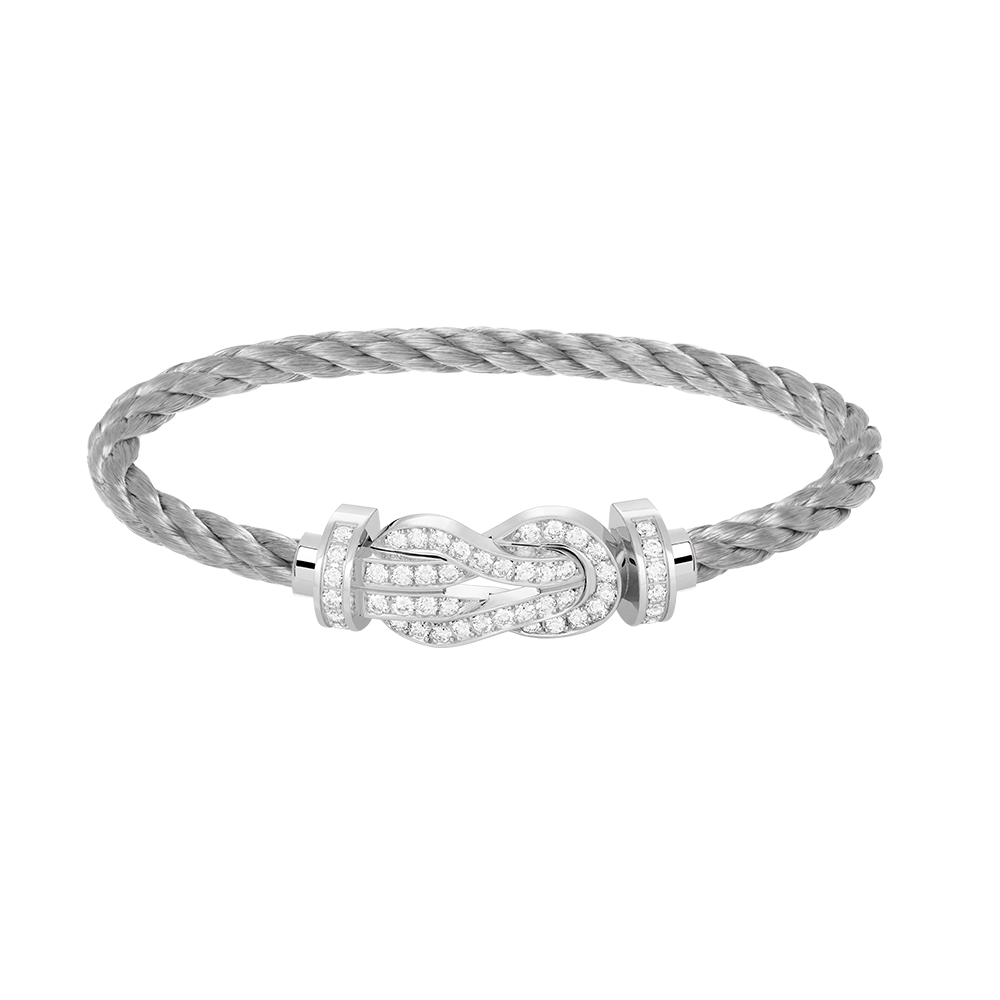 Pomuse CHANCE LARGE 8 FIGURE BUCKLE FULL DIAMOND BRACELET SILVER