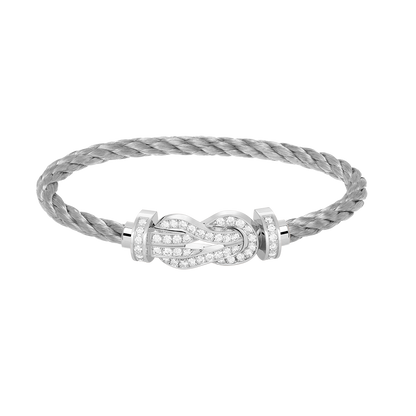 Pomuse CHANCE LARGE 8 FIGURE BUCKLE FULL DIAMOND BRACELET SILVER