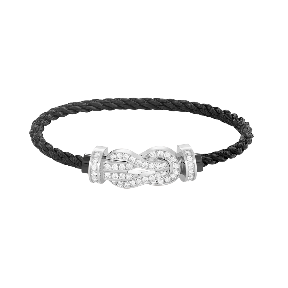 Pomuse CHANCE LARGE 8 FIGURE BUCKLE FULL DIAMOND BRACELET SILVER
