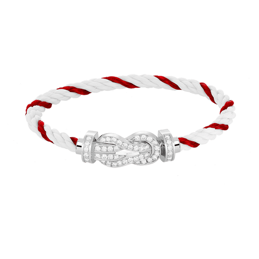 Pomuse CHANCE LARGE 8 FIGURE BUCKLE FULL DIAMOND BRACELET SILVER